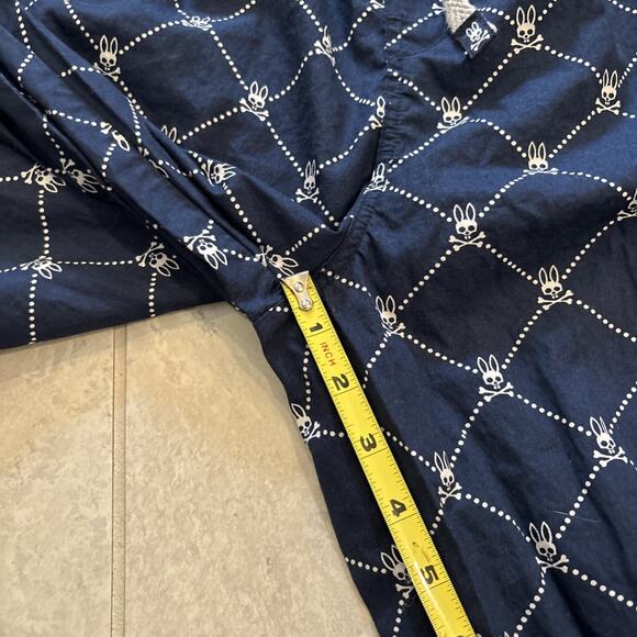 Psycho Bunny AOP Lounge Pajama Pants Mens Sz L Navy Cotton Allover Bunny Skull - Picture 8 of 9